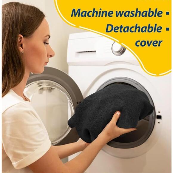 D-Shaped Chair Cushions, Thick Dining Chair Pads with Ties and Removable, Black - Picture 5 of 5